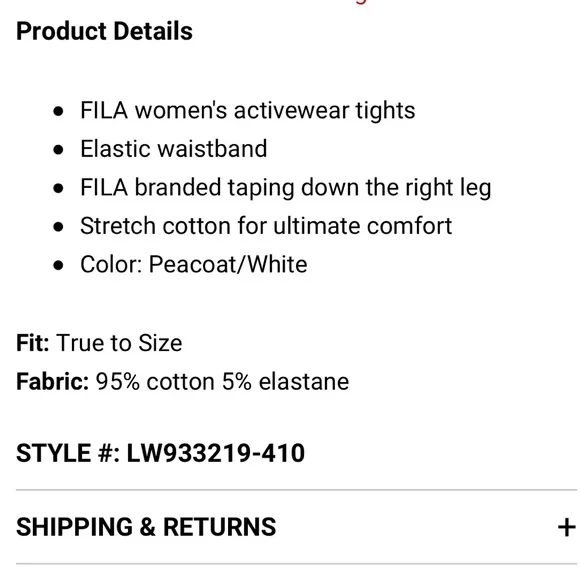 Fila Romy Leggings NWT - Picture 4 of 4